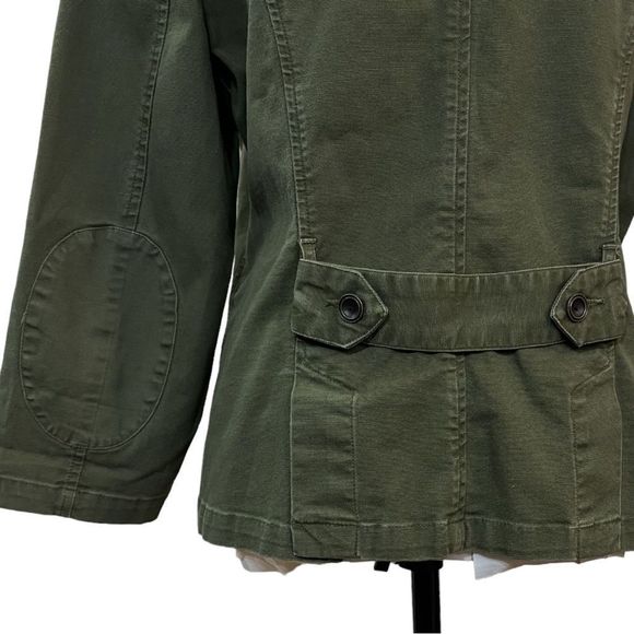 City Streets Olive Green Modern Lightweight Buttoned Utility Jacket Trendy Coat - Picture 3 of 10